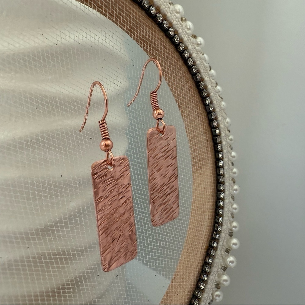 Artisan Hammered Textured Copper Earrings